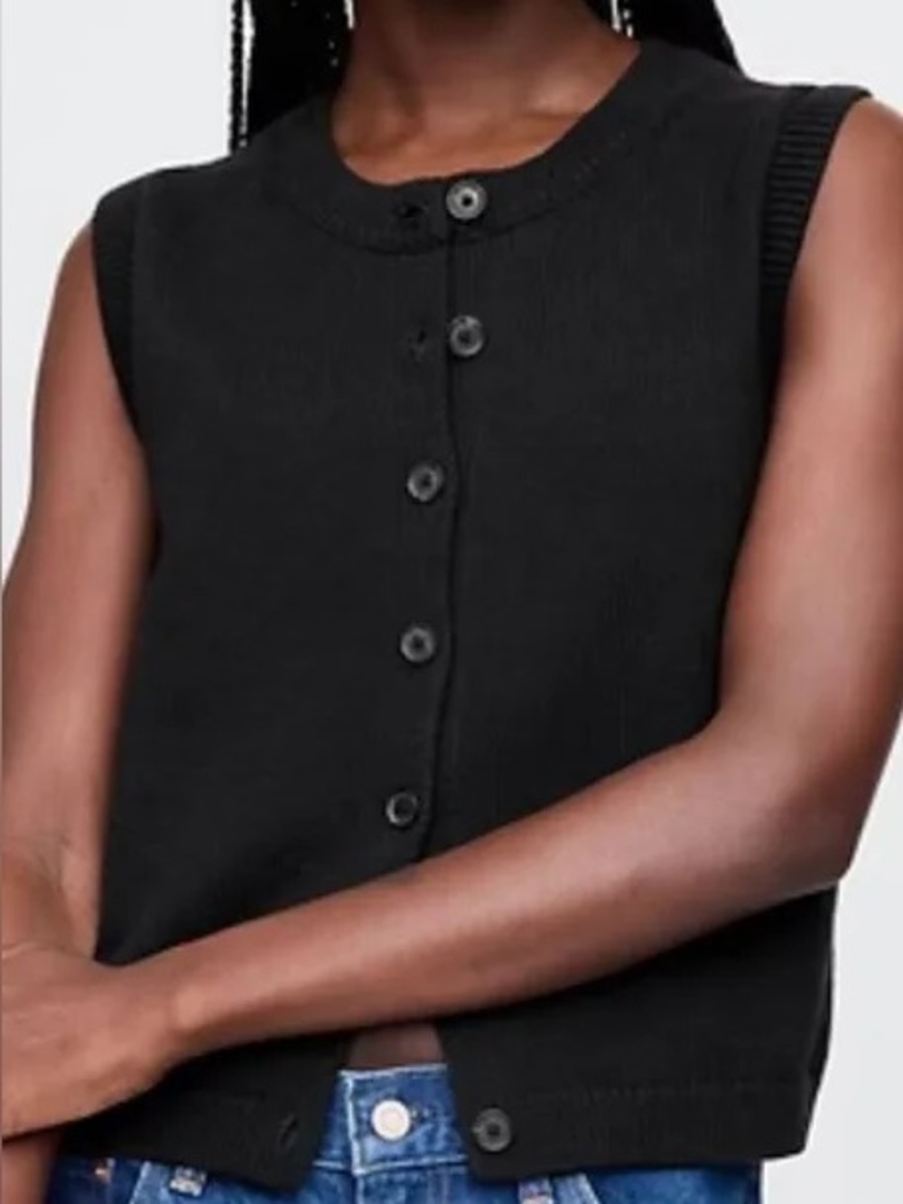 Gap Women’s 100% Cotton Black Button-Front Sweater Vest